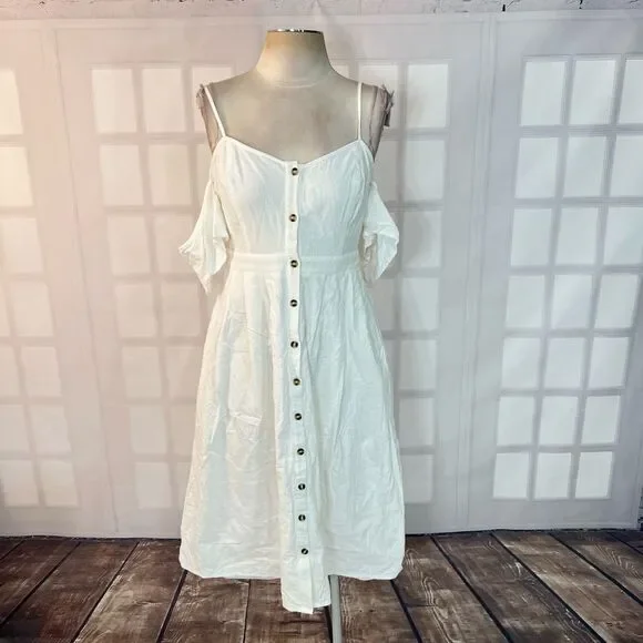 Lulu’s I've Got Love White Off-the-Shoulder Midi Dress size medium - Picture 5 of 15